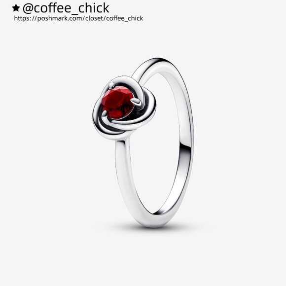 Pandora January Red Eternity Circle Ring - Picture 1 of 4
